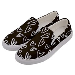 White Hearts - Black Background Men s Canvas Slip Ons by alllovelyideas