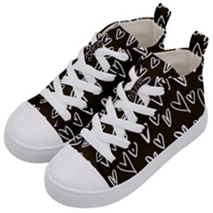 White Hearts - Black Background Kids  Mid-top Canvas Sneakers by alllovelyideas