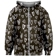 White Hearts - Black Background Kids  Zipper Hoodie Without Drawstring by alllovelyideas