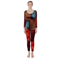 Abstract Depth Structure 3d Long Sleeve Catsuit