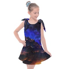 Landscape Sci Fi Alien World Kids  Tie Up Tunic Dress by Pakrebo