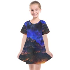 Landscape Sci Fi Alien World Kids  Smock Dress by Pakrebo