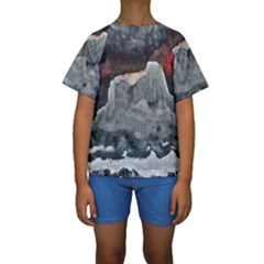 Mountains Scene Landscape Kids  Short Sleeve Swimwear