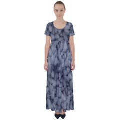 Soft Gray Stone Pattern Texture Design High Waist Short Sleeve Maxi Dress by dflcprintsclothing