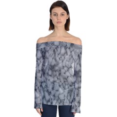 Soft Gray Stone Pattern Texture Design Off Shoulder Long Sleeve Top by dflcprintsclothing