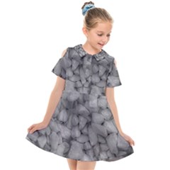 Soft Gray Stone Pattern Texture Design Kids  Short Sleeve Shirt Dress by dflcprintsclothing