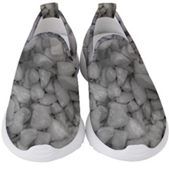 Soft Gray Stone Pattern Texture Design Kids  Slip On Sneakers by dflcprintsclothing