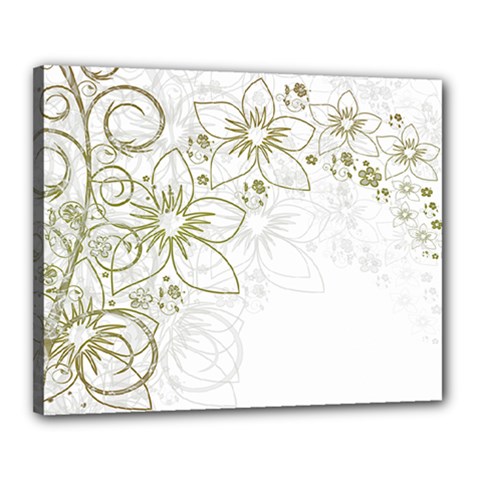 Flowers Background Leaf Leaves Canvas 20  X 16  (stretched)