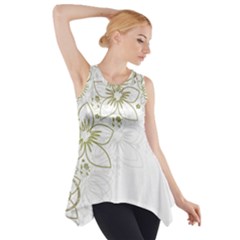 Flowers Background Leaf Leaves Side Drop Tank Tunic by Mariart