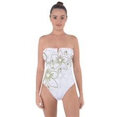 Flowers Background Leaf Leaves Tie Back One Piece Swimsuit by Mariart