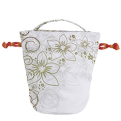 Flowers Background Leaf Leaves Drawstring Bucket Bag