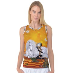 Wonderful Unicorn With Fairy Women s Basketball Tank Top by FantasyWorld7