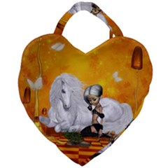 Wonderful Unicorn With Fairy Giant Heart Shaped Tote