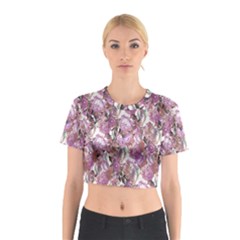 Romantic Pink Flowers Cotton Crop Top by retrotoomoderndesigns