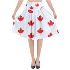 Maple Leaf Canada Emblem Country Flared Midi Skirt