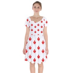 Maple Leaf Canada Emblem Country Short Sleeve Bardot Dress by Mariart