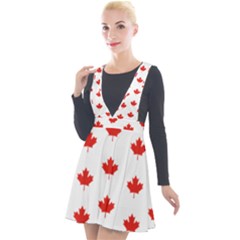 Maple Leaf Canada Emblem Country Plunge Pinafore Velour Dress