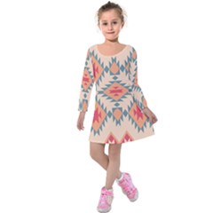 Tribal signs 2      Kids  Long Sleeve Velvet Dress