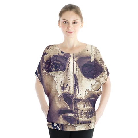 Creepy Photo Collage Artwork Batwing Chiffon Blouse by dflcprintsclothing