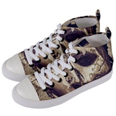 Creepy Photo Collage Artwork Women s Mid-top Canvas Sneakers by dflcprintsclothing