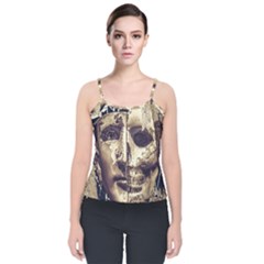 Creepy Photo Collage Artwork Velvet Spaghetti Strap Top by dflcprintsclothing