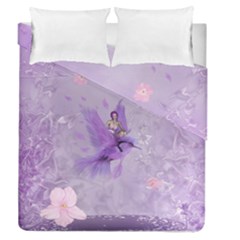 Fairy With Fantasy Bird Duvet Cover Double Side (queen Size) by FantasyWorld7