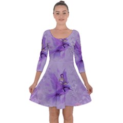 Fairy With Fantasy Bird Quarter Sleeve Skater Dress by FantasyWorld7