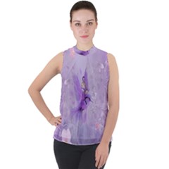 Fairy With Fantasy Bird Mock Neck Chiffon Sleeveless Top by FantasyWorld7