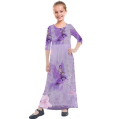 Fairy With Fantasy Bird Kids  Quarter Sleeve Maxi Dress
