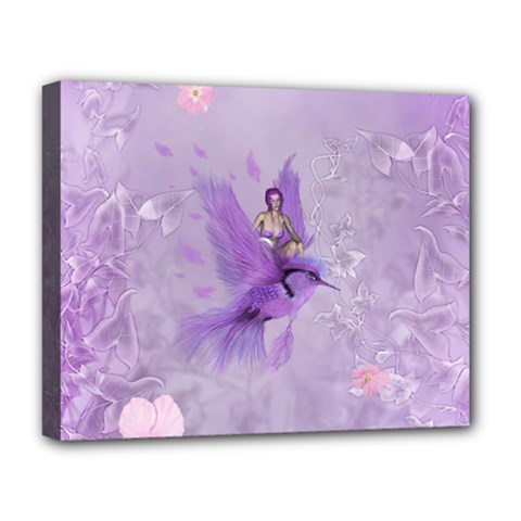 Fairy With Fantasy Bird Deluxe Canvas 20  X 16  (stretched) by FantasyWorld7