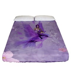 Fairy With Fantasy Bird Fitted Sheet (queen Size)