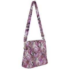 Romantic Pink Flowers Zipper Messenger Bag