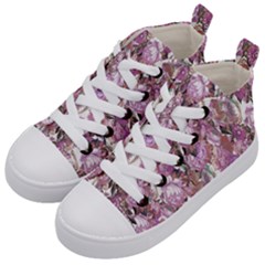 Romantic Pink Flowers Kids  Mid-top Canvas Sneakers by retrotoomoderndesigns