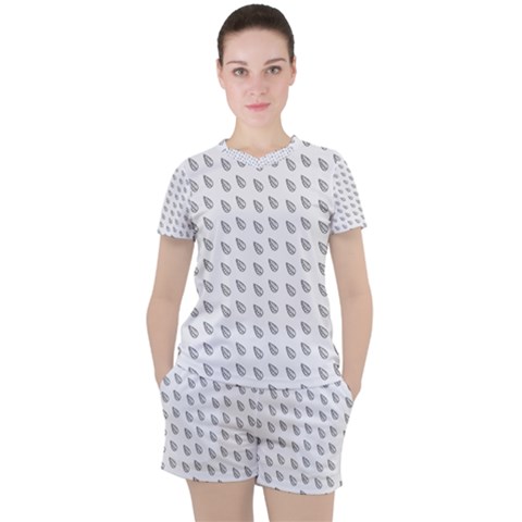 Leaves Plot Background Women s Tee And Shorts Set by Mariart