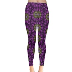 Ornate Heavy Metal Stars In Decorative Bloom Inside Out Leggings by pepitasart