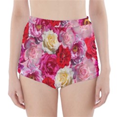 Bed Of Roses High-waisted Bikini Bottoms by retrotoomoderndesigns