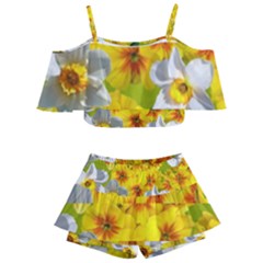 Daffodil Surprise Kids  Off Shoulder Skirt Bikini by retrotoomoderndesigns