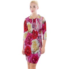 Bed Of Roses Quarter Sleeve Hood Bodycon Dress