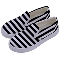 Black Stripes Kids  Canvas Slip Ons by snowwhitegirl