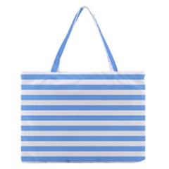 Blue Stripes Zipper Medium Tote Bag