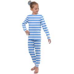 Blue Stripes Kids  Long Sleeve Set  by snowwhitegirl