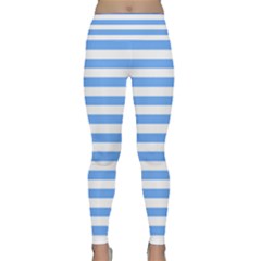 Blue Stripes Lightweight Velour Classic Yoga Leggings by snowwhitegirl
