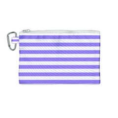 Lilac Purple Stripes Canvas Cosmetic Bag (medium) by snowwhitegirl