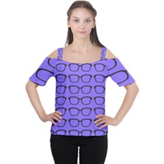 Nerdy Glasses Purple Cutout Shoulder Tee