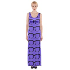 Nerdy Glasses Purple Maxi Thigh Split Dress by snowwhitegirl