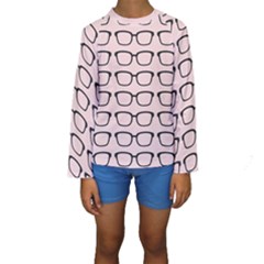Nerdy Glasses Pink Kids  Long Sleeve Swimwear
