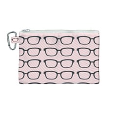 Nerdy Glasses Pink Canvas Cosmetic Bag (medium) by snowwhitegirl