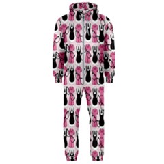 Waitress Uniform Dresses Nerdy Glasses Pattern Pink Hooded Jumpsuit (men)  by snowwhitegirl