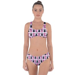 Waitress Uniform Dresses Nerdy Glasses Pattern Pink Criss Cross Bikini Set by snowwhitegirl