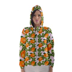 Citrus Tropical Orange Pink Hooded Windbreaker (women) by snowwhitegirl